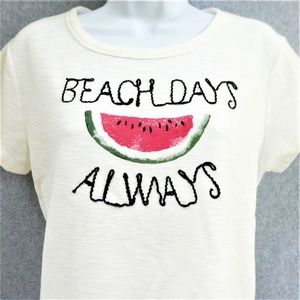 Lauren Conrad Tee T Shirt Graphic Beach Days Off White Red Watermelon Slice M